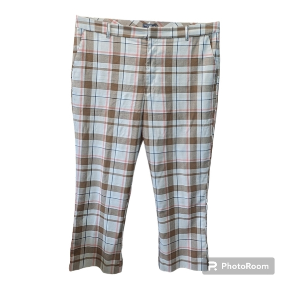 Abercrombie And Fitch Plaid Ankle Pants Womens XL High Waisted Wide Leg - Picture 1 of 13